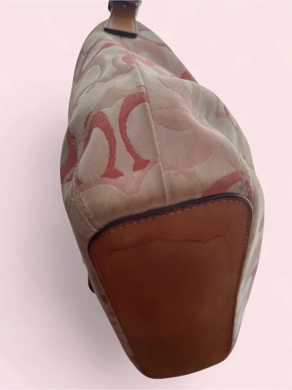 Coach Signature Canvas Hobo Bag in Pink and Tan